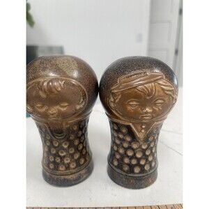 Vintage  Boy Girl Salt & Pepper Shakers MCM Era Vtg  No Stopper